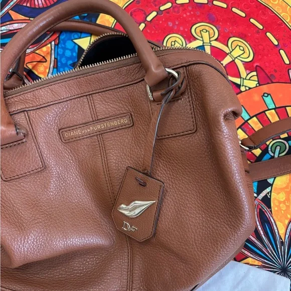 Diane Von Furstenberg Authentic Leather Satchel/ Shoulder Bag - Picture 14 of 16